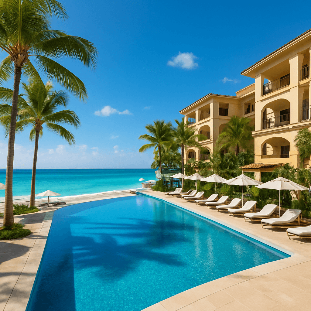 Hotel RIU 4 estrellas en Cancún con piscina frente al mar